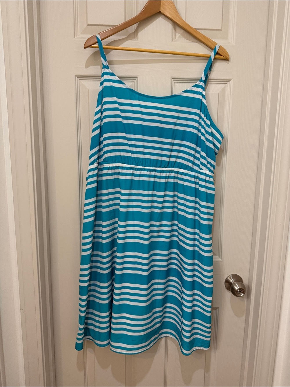 Lane Bryant Teal and White Striped Midi Dress